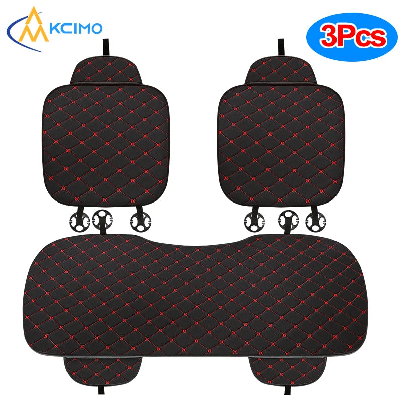 Kcimo 3Pcs Cotton and linen Car Seat Cover Set Universal Car Seat Cover Cushion Car Seat Protector Interior Car Accessories