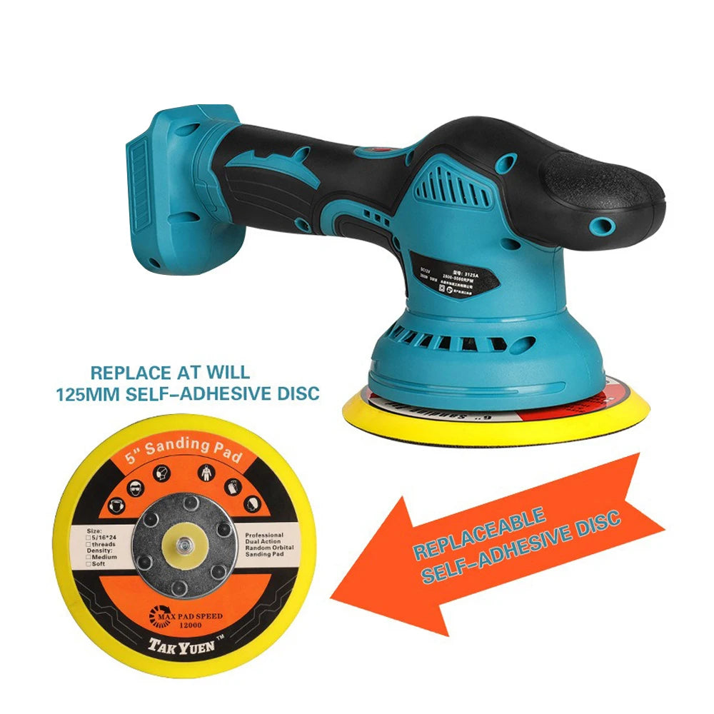 EAFC Cordless Rechargeable Buffer Polisher Portable Polishing Machine6 Gears Metal Waxing For Makita 21V Battery(No Battery)