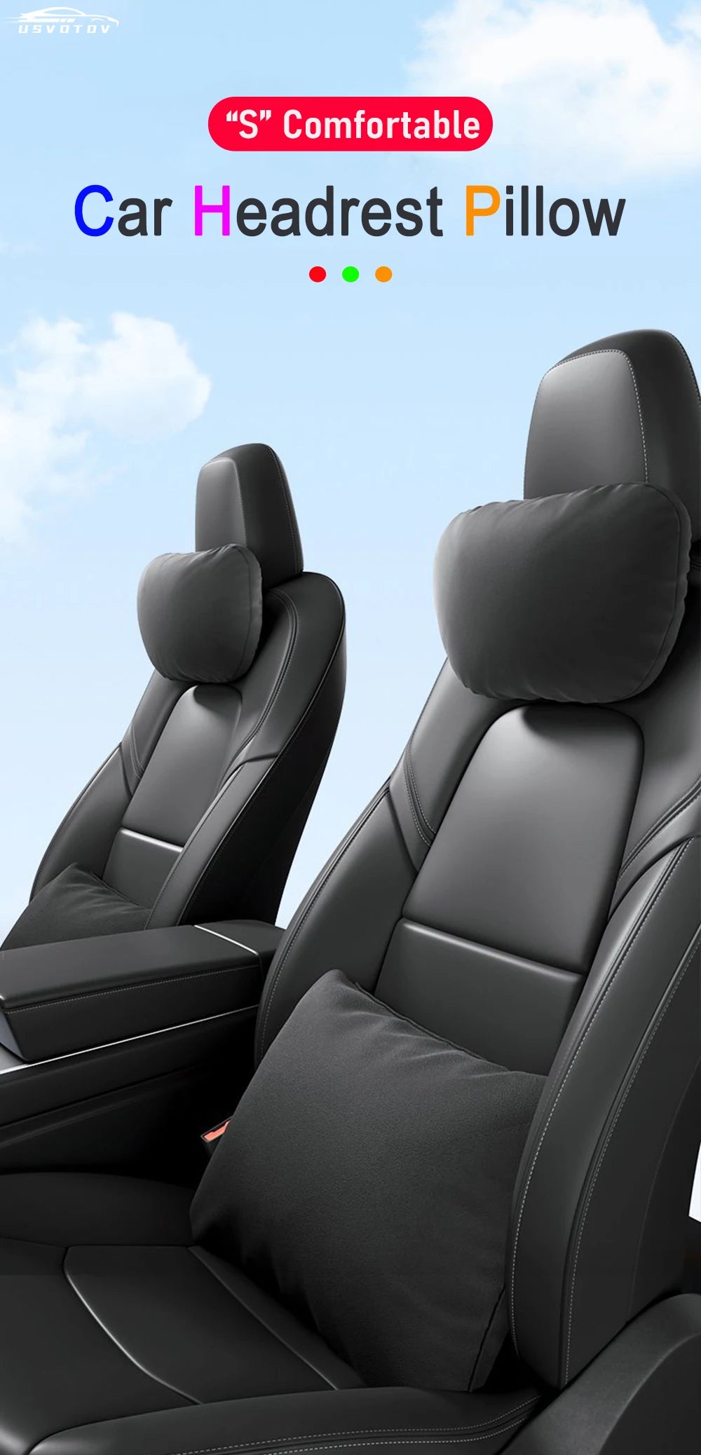 Car Headrest Pillow for Neck Support, Car Universal Neck Pillow for Tesla Hyundai Kia Toyota Volkswagen Renault Dacia Seat Honda