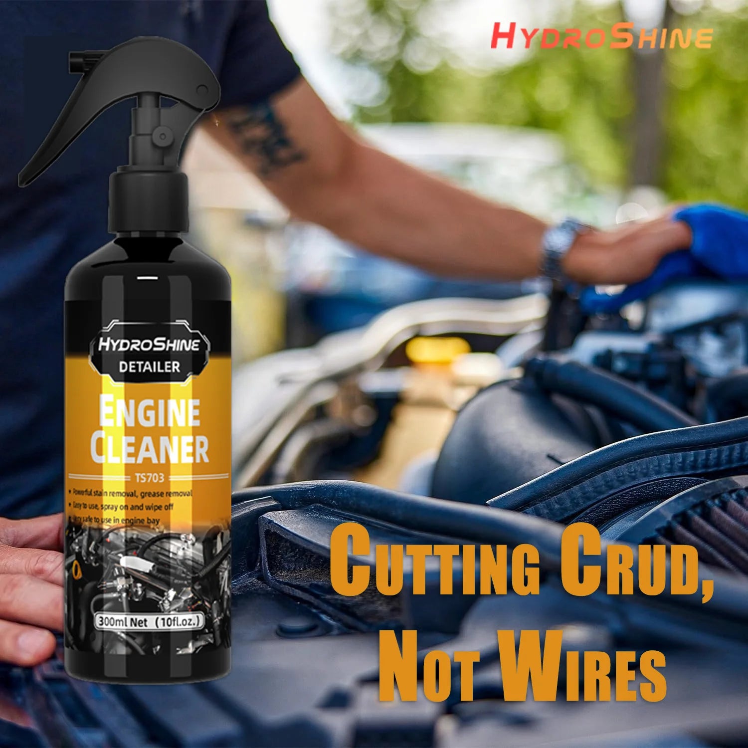 Hydroshine Engine Bay Cleaner Care  Heavy Oil Dust Clean Spray for Car Engine Powerful Decontamination Compartment Cleaning Tool