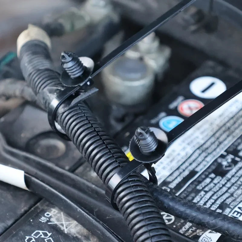 1-40Pcs Car Nylon Threaded Head Harness Cable Ties Multi-purpose Nylon Black Cable Thrust Clip Organize The Line Auto Accessorie