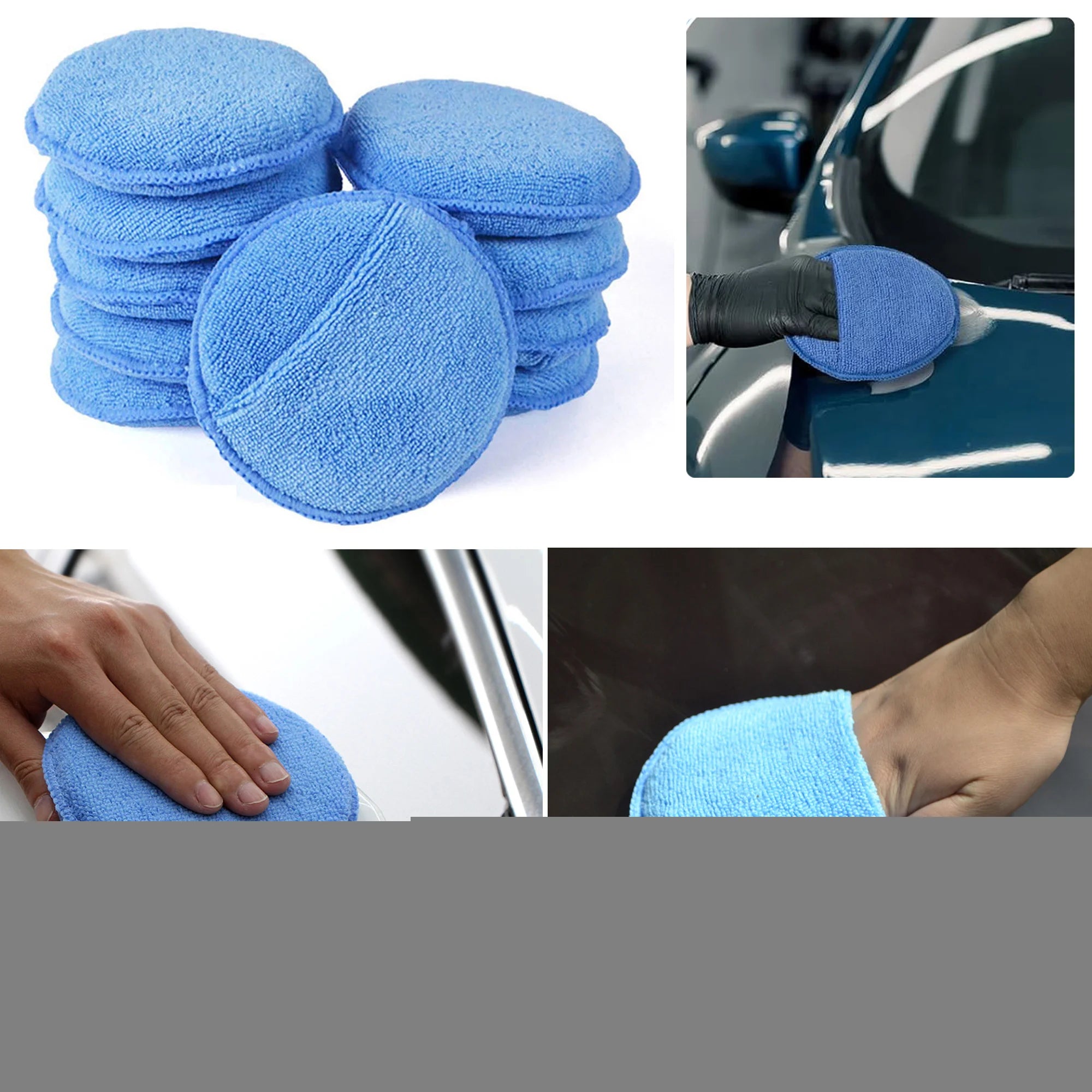 5PCS Car Detailing Applicator Pads, Car Care Waxing Polish Sponges Soft Microfiber Round Pocket Foam Sponges, Car Cleaning Tools