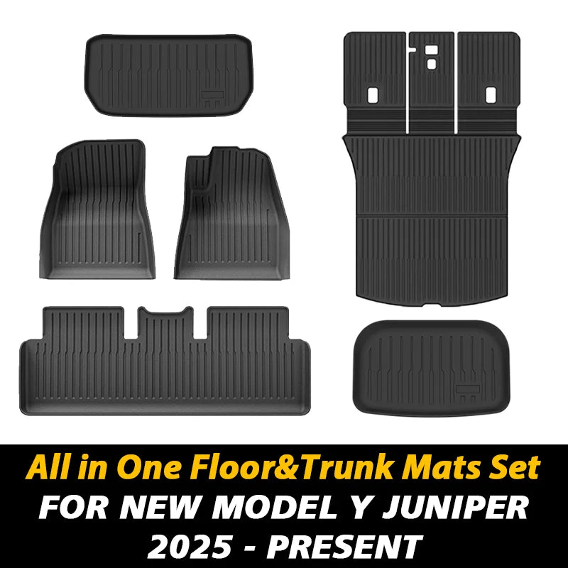 For New Tesla Model Y Launch 2025+ Juniper TPE Floor Mat & Cargo Liner All Weather Trunk Mats Floor Liner Seat Backrest Mats