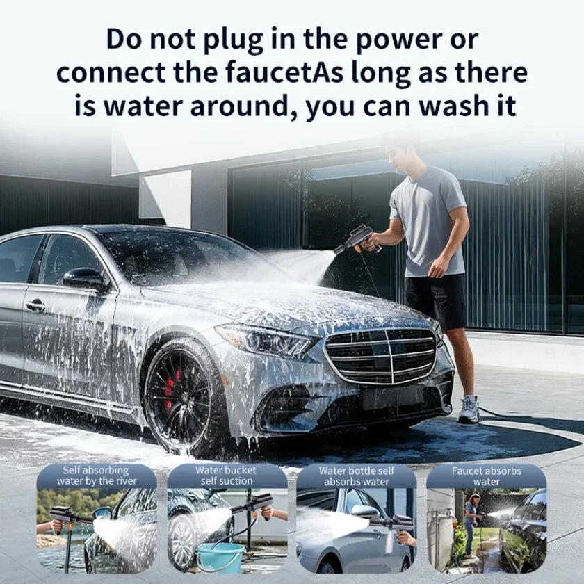 Foldable Electric High Pressure Wireless Car Washer Water Gun 1.71Mpa Self Priming Sustain 4000mAh For Auto Home Garden Cleaning