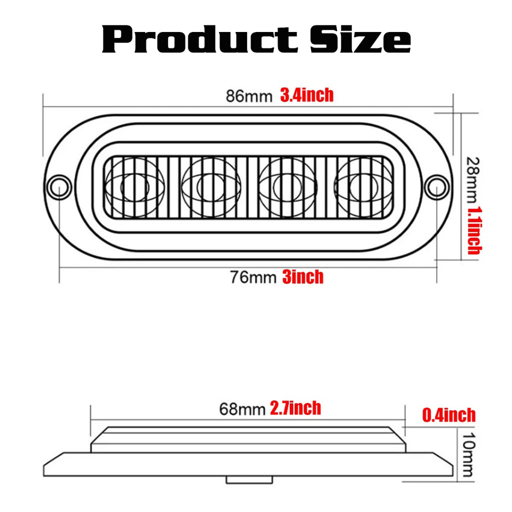 12-24V Universal 4 LED Side Marker Lights Waterproof Clearance Lamps Indicator Lamp Signal Light Truck Trailer Van Pickup Boat