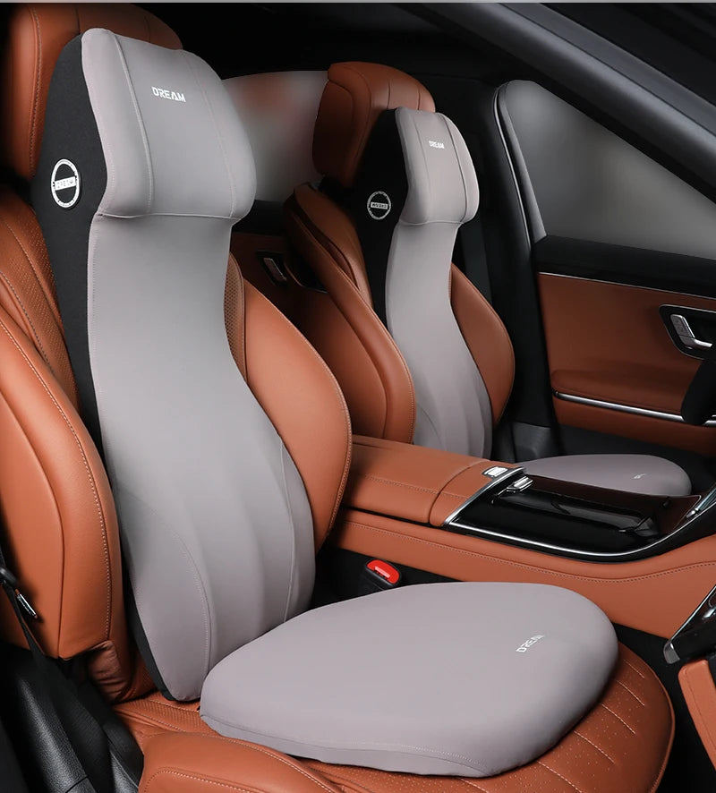 Car Leather Headrest Lumbar Support Memory Foam Car Rest Neck Pillow Back Cushion Seat Waist Supports Car Interior Accessories