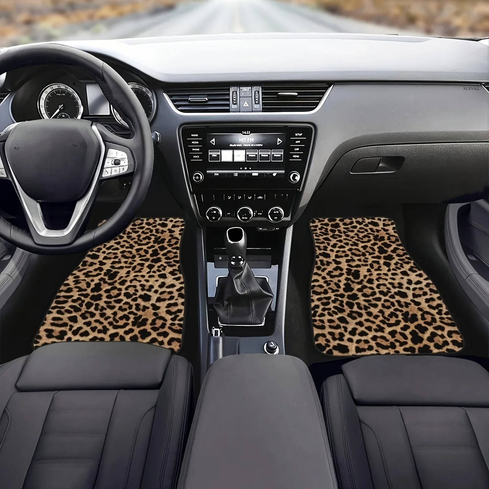 Leopard Print Car Floor Mats Set, All-Weather Universal Size for Front and Rear Seats, Suitable for SUVs, Limousines, LKWs