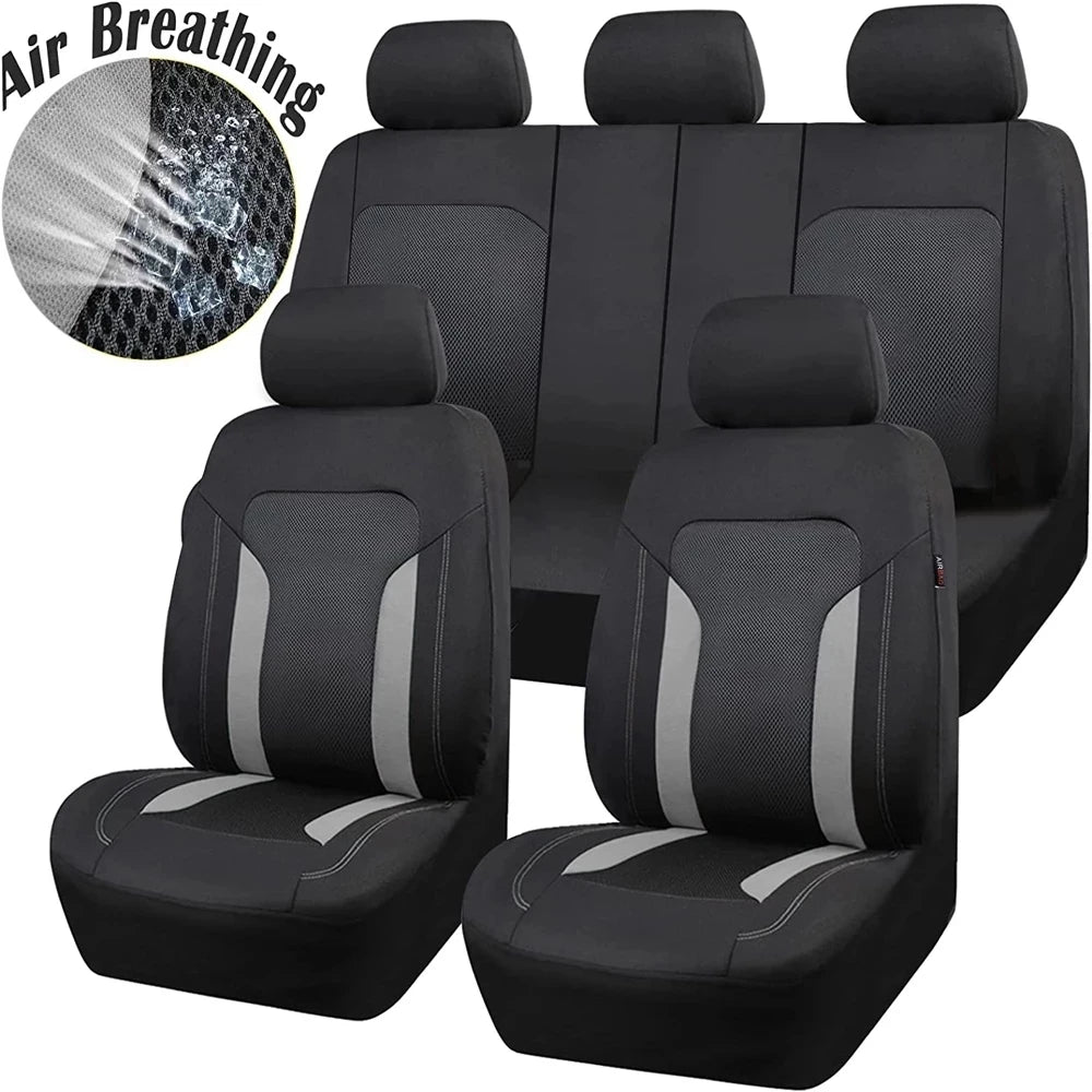 AUTOKING Universal Gray Mesh Seat Covers For Car With 3 Zipper Rear Seat Split Airbag Compatible Fit For Most Car SUV Truck VAN
