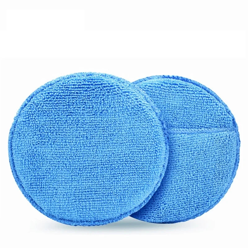 10Pcs Car Waxing Polish Sponges 5 Inch Car Detailing Wax Applicator Pads Round Pocket Microfiber Foam Sponges Car Cleaning Tools