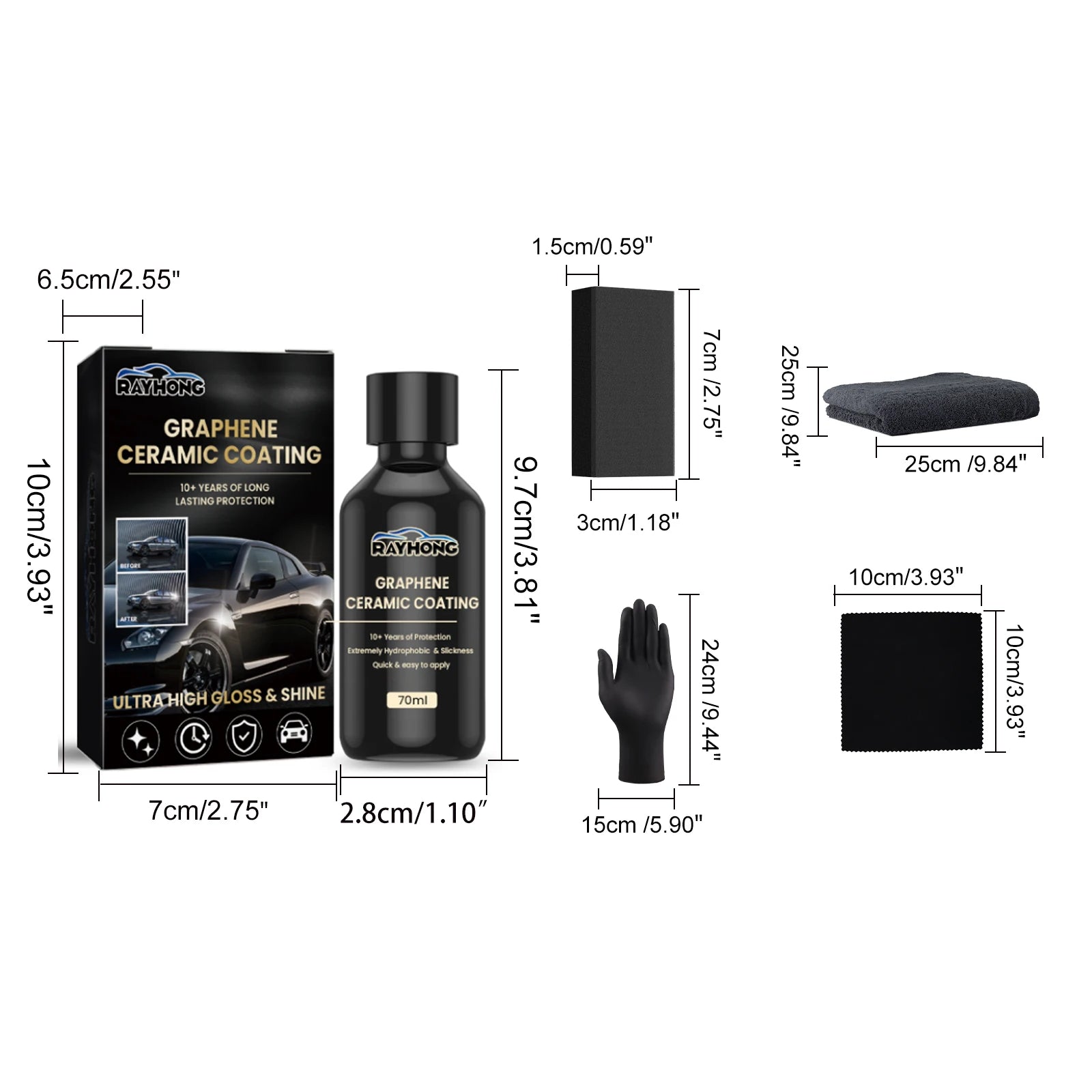 1-5x Nano Ceramic Coating Graphene Advanced Technology Super Hydrophobic Maintenance Liquid UV Glow Hydrophobic Paint Protection