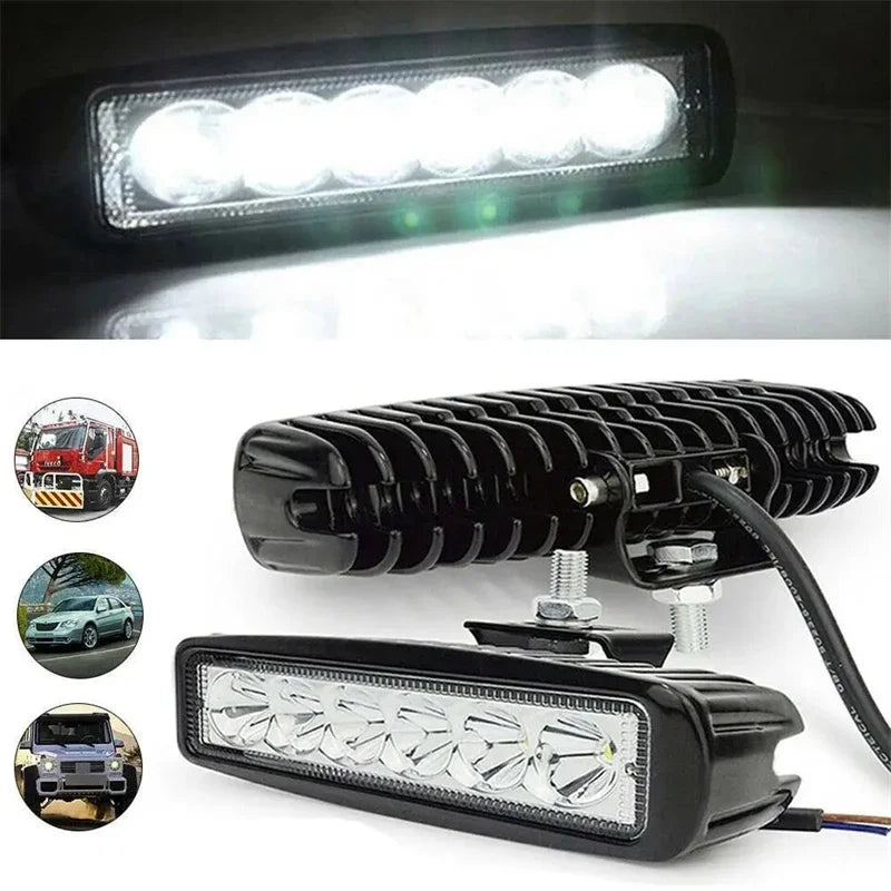 1-4Pcs 18w 6 LED Car Work Light DRL Spotlight High Bright Waterproof Auto Offroad SUV Truck Headlight Driving Lamp 12V 6000K