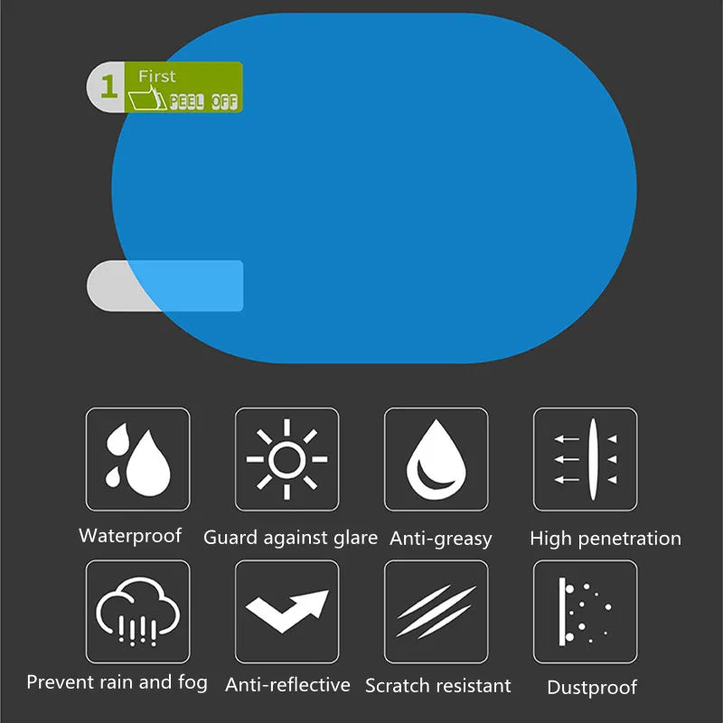 2/4/8 Pcs Car Side Rearview Mirror Waterproof Anti-Fog Film Side Window Glass Film Can Protect Your Vision Driving On Rainy Days