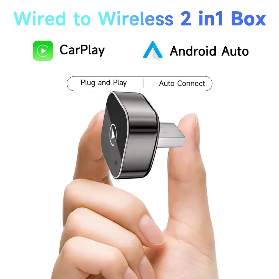 Pionray 2-in-1 Wireless CarPlay And Android Auto Adapter AI Smart Box Universal Compatibility for All Cars