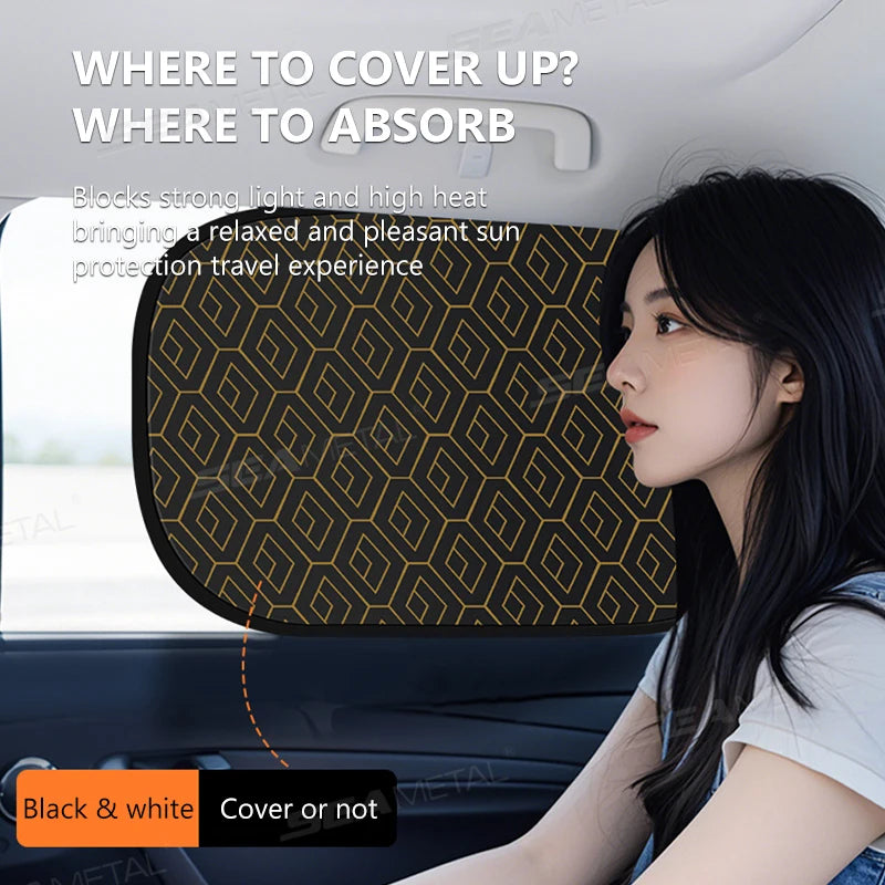 SEAMETAL Electrostatic Car Sun Visor Side Window Sun Shade Curtains Foldable 5-Layer Sun Protection Cover UV-Reflective Sunshade