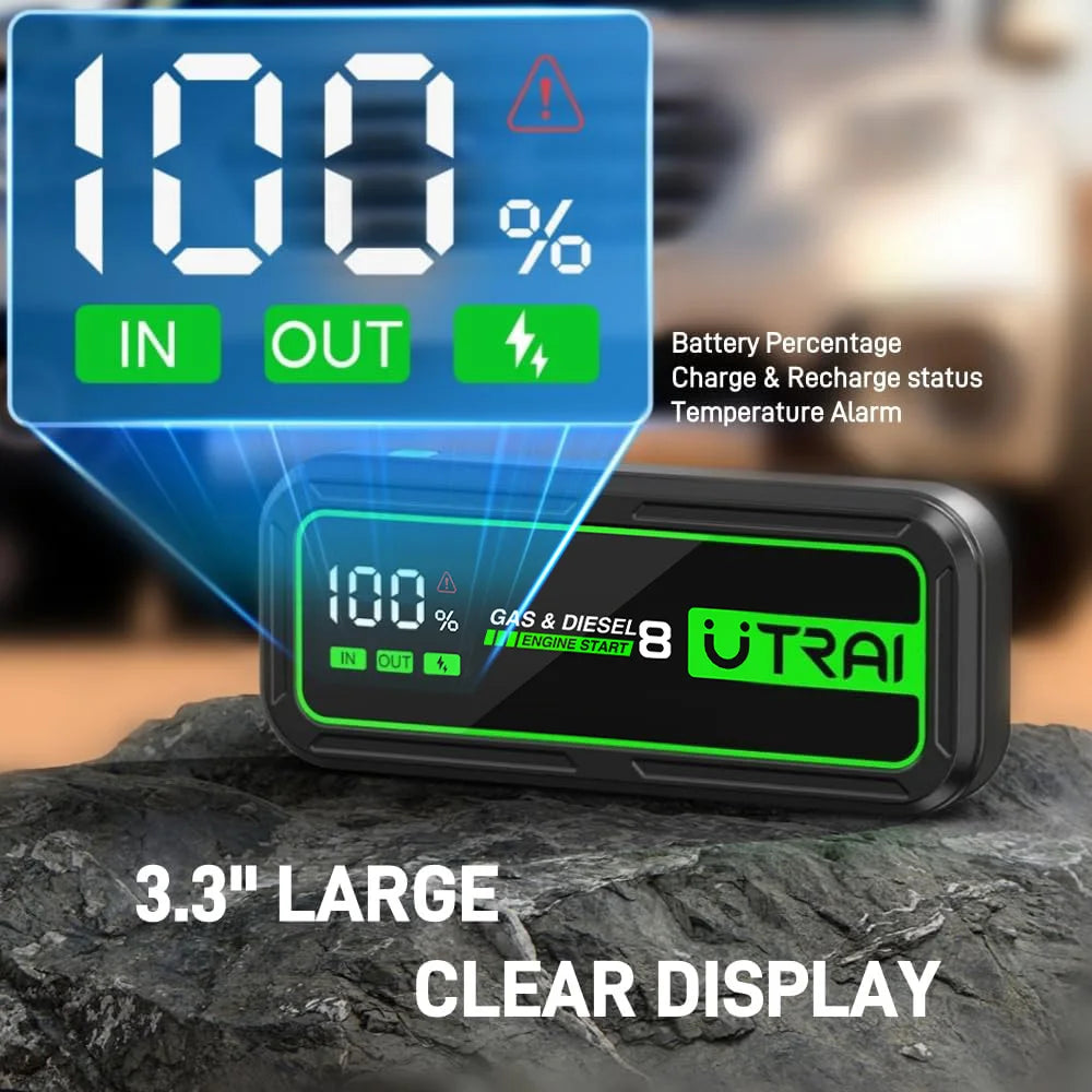 UTRAI  20000mAh Car Jump Starter Power Bank 6000A Car Booster Auto Emergency Starting Device Jump Start for Petrol Diesel