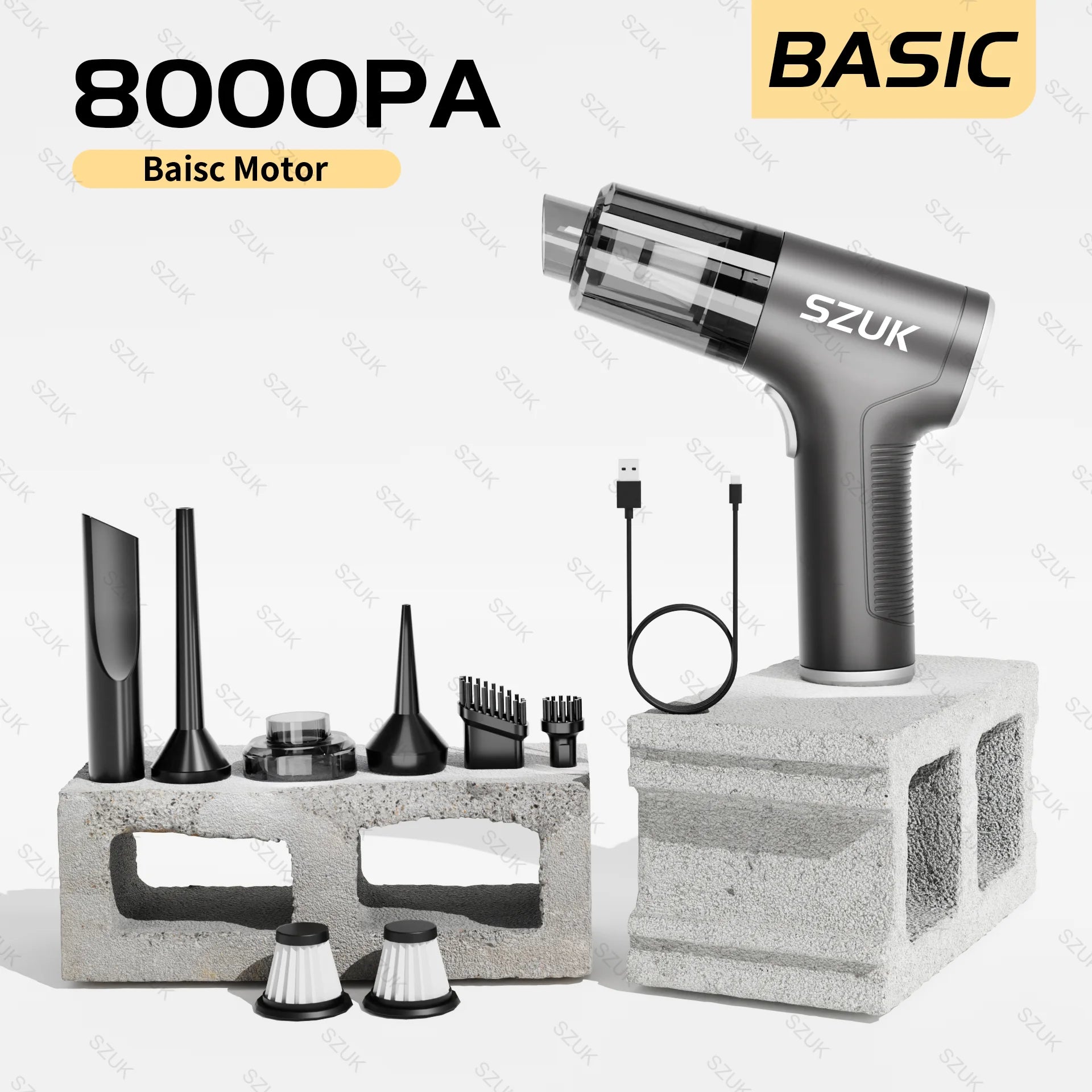 SZUK 98000PA Mini Car Vacuum Cleaner Powerful Cleaning Machine Strong Suction Handheld for Car Home Portable Wireless Cleaner