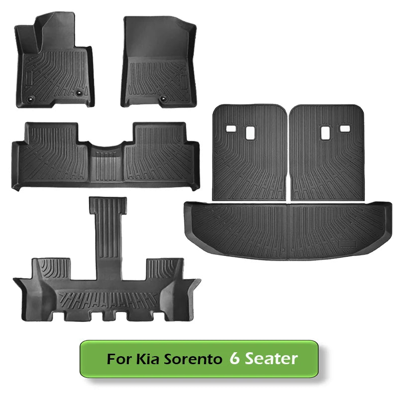 All Weather Floor Mats Cargo Liner for 2021 - 2025 2026 Kia Sorento Hybrid TPE Car Trunk Mat with Backrest Pad PHEV & HEV