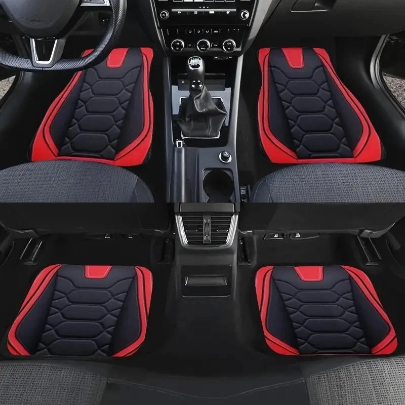 2D Flat 4pcs Car Mat Set, Four Blocks of Belly Pattern, Universal, Polyester Fiber, Absorbent, Non-slip, Washable Car Carpet