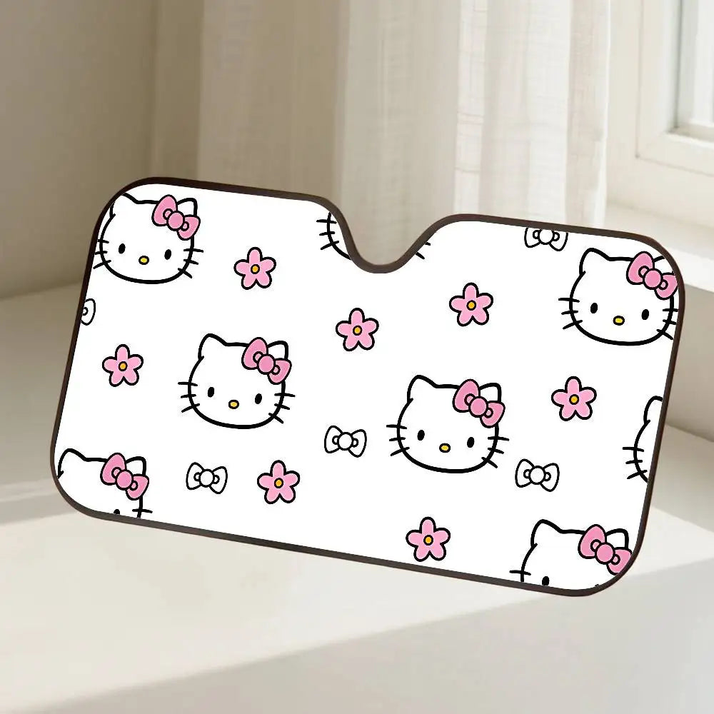 H-Hello Cat K-kitty  Car Sunshade Curtains Windscreen Front Window Visor 70x130cm Sun Visor Solar Protect Plaid Gift Novelty Car