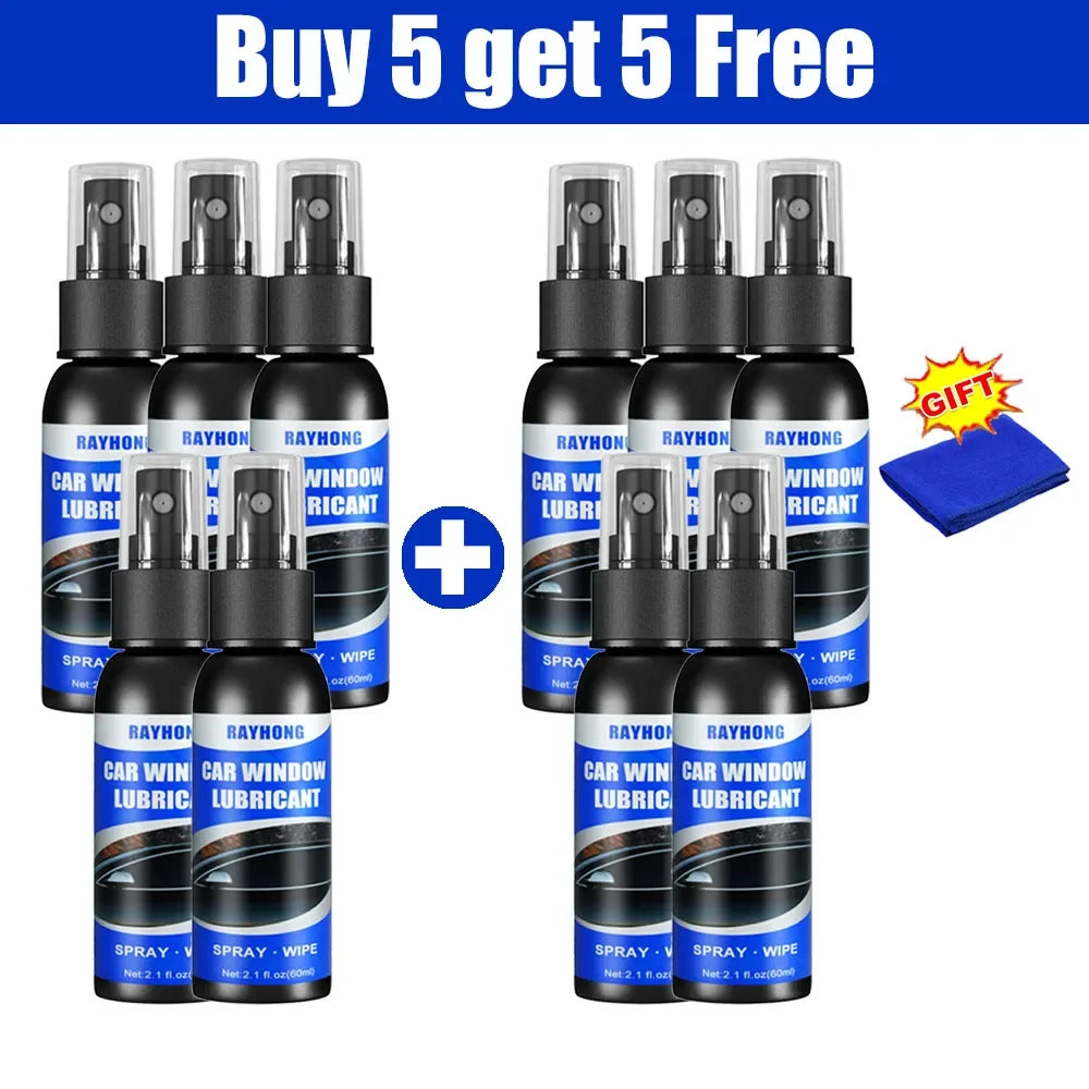 60ml Car Window Lubricant Spray Eliminates Glass Lift Noise Sunroof Track Sealing Strip Rubber Lubrication for Smooth Operation