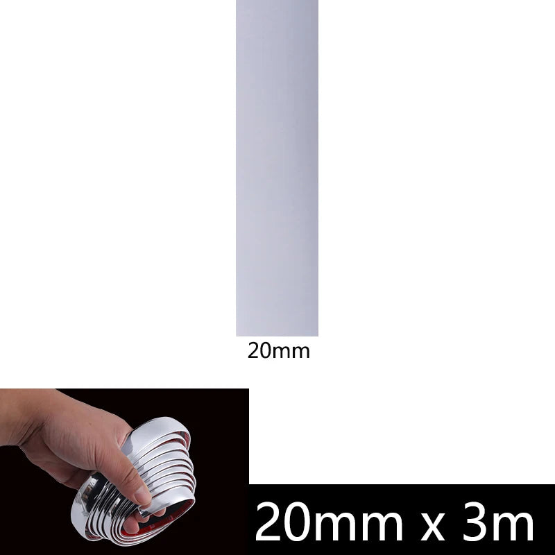 3M/5M Chrome Moulding Trim Car Door Protector Stickers Strip Bumper Grill Car Anti-Collision Tape Door Edge Guard Plate Sticker