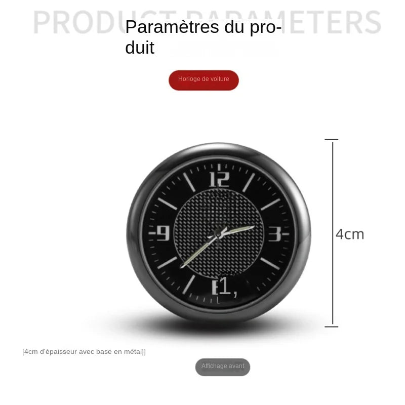 Car Clock Luminous Mini Automobiles Internal Stick-On Digital Watch Mechanics Quartz Clocks Auto Ornament 40mm 43mm