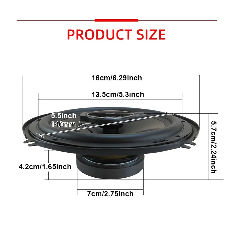 2pcs 6 Inch 320W 3 Way Universal Car Coaxial Car Music Stereo Full Range Hi-Fi for Car Truck Door Speakers Surround Sound System