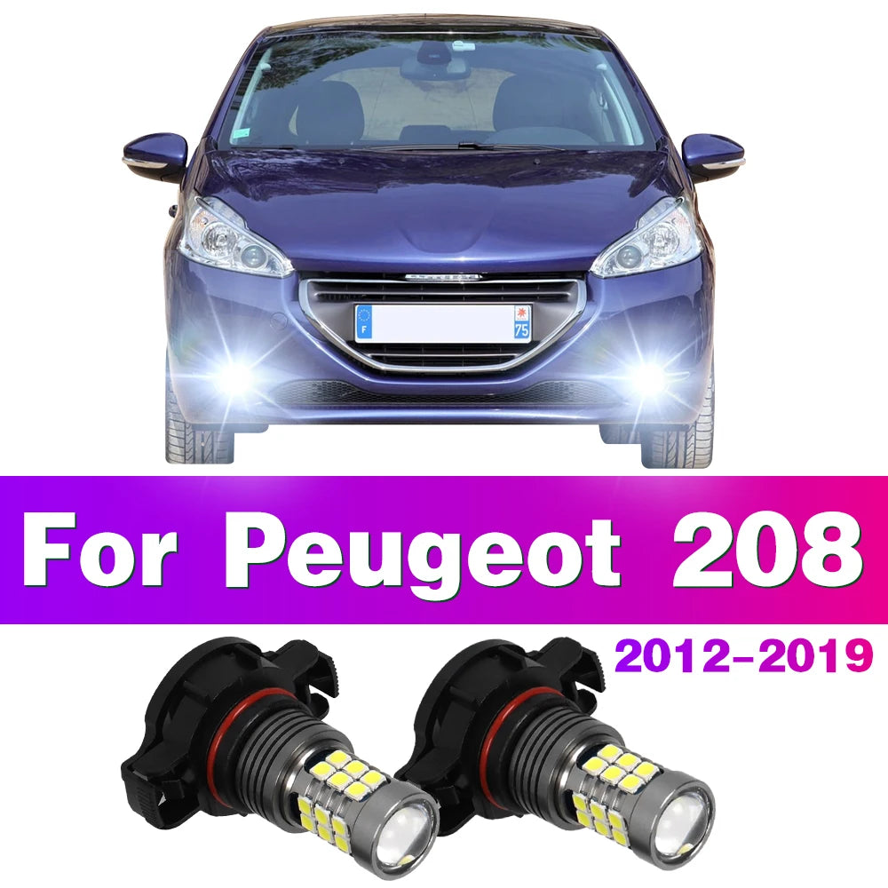 LED Car Front Fog Light Lamps 2504 PSX24W 12276 Bulbs For Peugeot 208 2012 2013 2014 2015 2016 2017 2018 2019 Auto Accessory