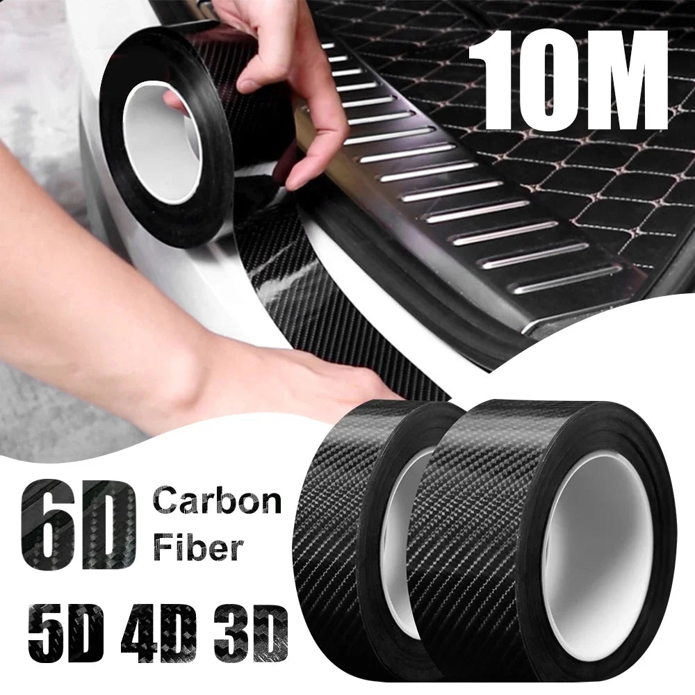 Carbon Fiber Car Stickers Self-adhesive Automotive Wrap Tape Matte Black Protective Car Film 3D Vinyl Door Strip Accessories