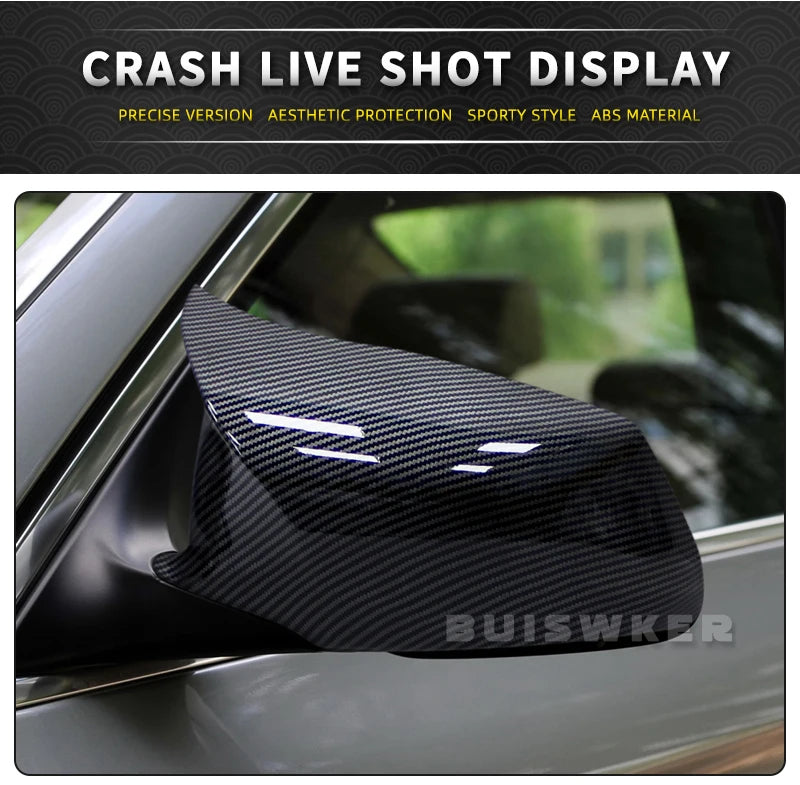 F10 F11 Car Rearview Mirror Cap Side Mirror Covers Carbon Fiber Style Black Fit For BMW 5 Series F18 Pre-LCI 2010-2013
