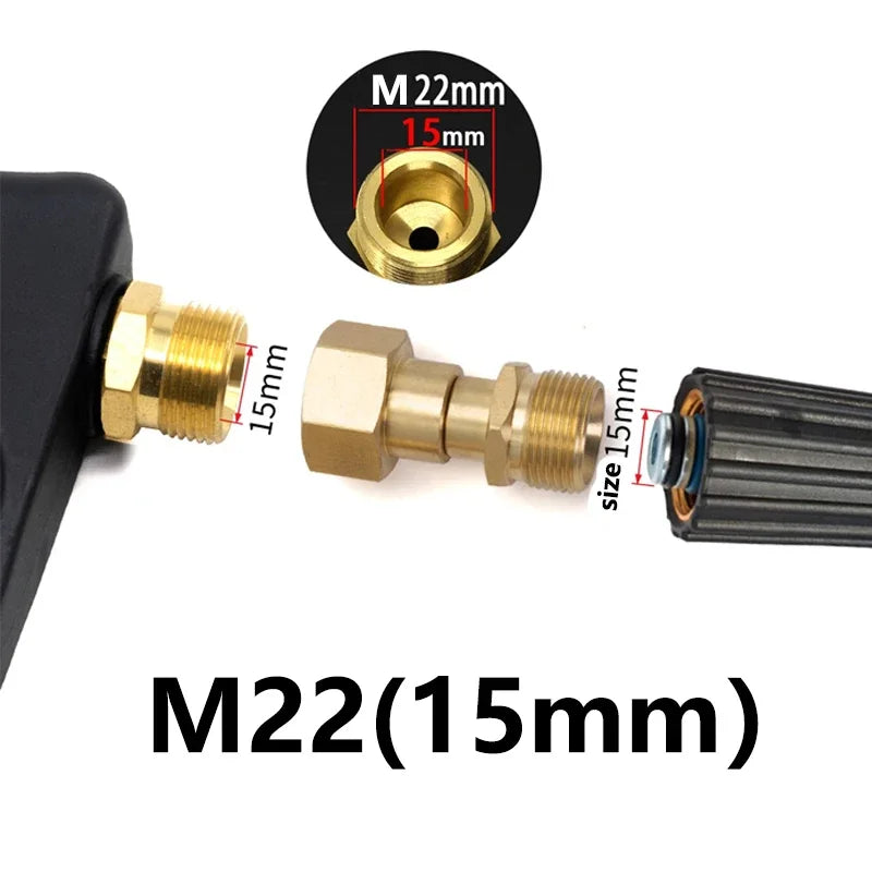 Pressure Washer Swivel Fitting Connector Joint, M22 14mm & 15mm Thread, Anti-Twist Gun Adapter for High - Pressure Cleaning