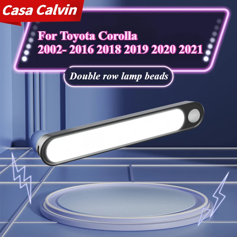 For Toyota Corolla 2002- 2016 2018 2019 2020 2021 Trunk Car Sensor Light Floor Trunk Hood USB Rechargeable Induction Light Bar