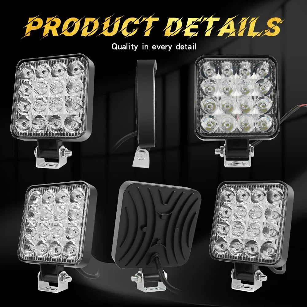 HAOLIDE Mini 4 inch LED Work Light 48W  6000k Off Road Spotlight for Truck 4X4 Car SUV ATV Barra LED Headlights 12V 24V