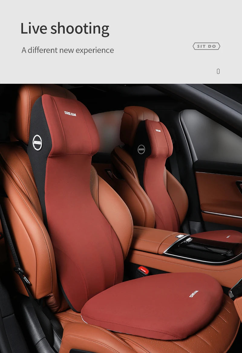 Car Leather Headrest Lumbar Support Memory Foam Car Rest Neck Pillow Back Cushion Seat Waist Supports Car Interior Accessories