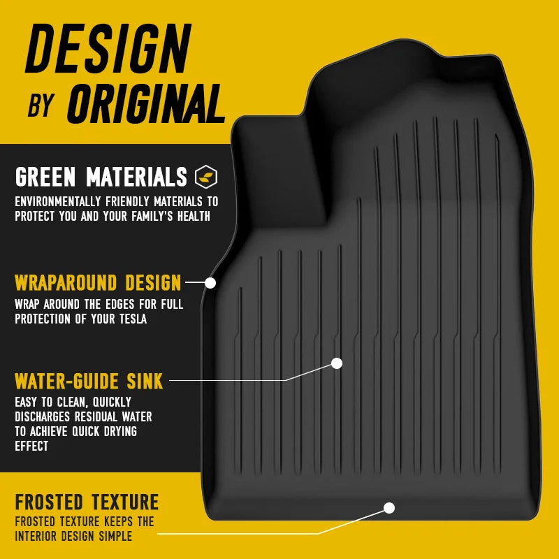 For Tesla New 2025+ Model Y Juniper TPE Anti-slip Floor Mat Waterproof Newest Upgraded Full Set Of  TPE Foot Mats Accessory