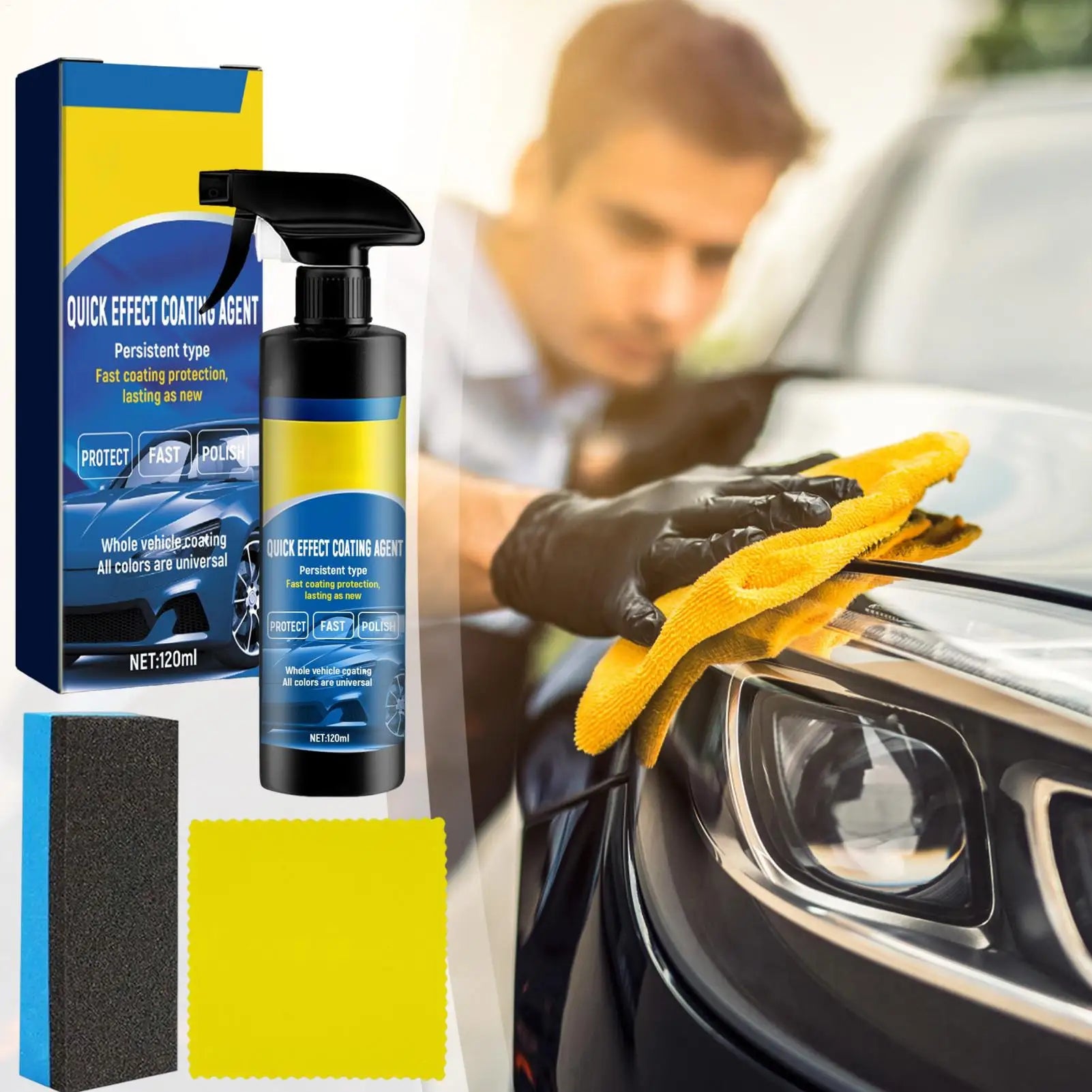 Car Coating Spray 120ml Refurbish Agent Polish Spray Glass Cleaner Scratch Wax Waterless Wash for Exterior Paint Motorcycle