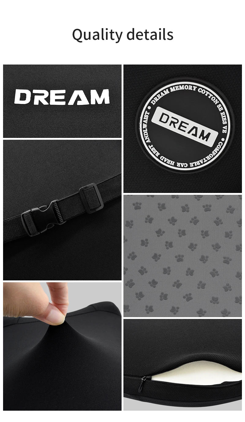 Car Leather Headrest Lumbar Support Memory Foam Car Rest Neck Pillow Back Cushion Seat Waist Supports Car Interior Accessories