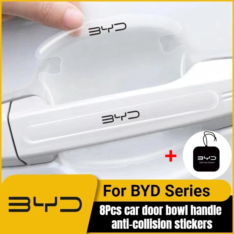 8pcs Car Door Bowl Handle Anti-collision Stickers for BYD Atto 3 EV Yuan Plus Song Plus Dmi Dolphin Seal Tang Han Qin F3 E6 Act