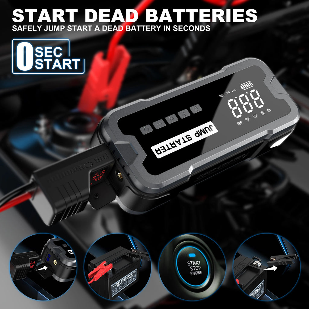 Roadjoy Car Jump  Starter with Air Compressor 150PSI 7000A Portable Car Starter Battery Pack (Full Gasoline/10.0L Diesel)