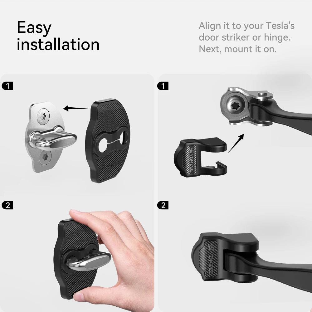 YZ For Tesla Model 3 Y Highland Juniper 4Pcs Car Door Shock Absorber Car Lock Cover Protective Sticker imitation Carbon Fiber