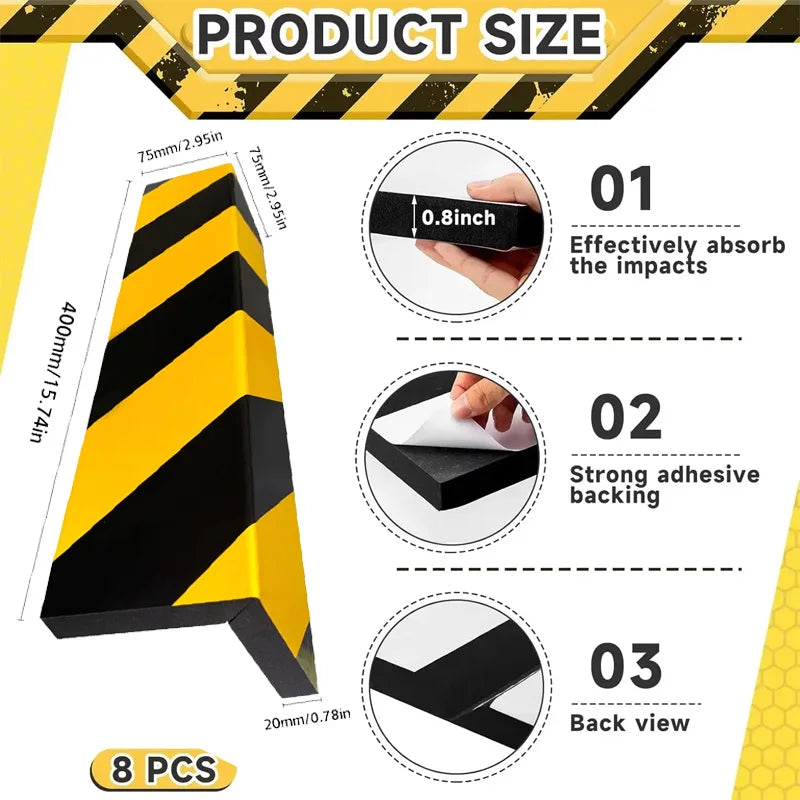 Garage Wall Protector Strong Foam Corner Guard Door Bumper Guard Foam Wall Corner Guard Car Sticker Reflective Eva Corner Guard