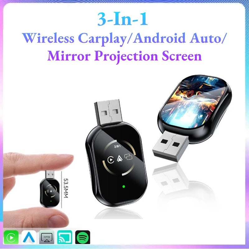 3 In 1 Wireless Carplay Mirror Link Carplay Android Auto USB Dongle Adapter Wired Carplay To Wireless For VW Toyota Nissan Honda