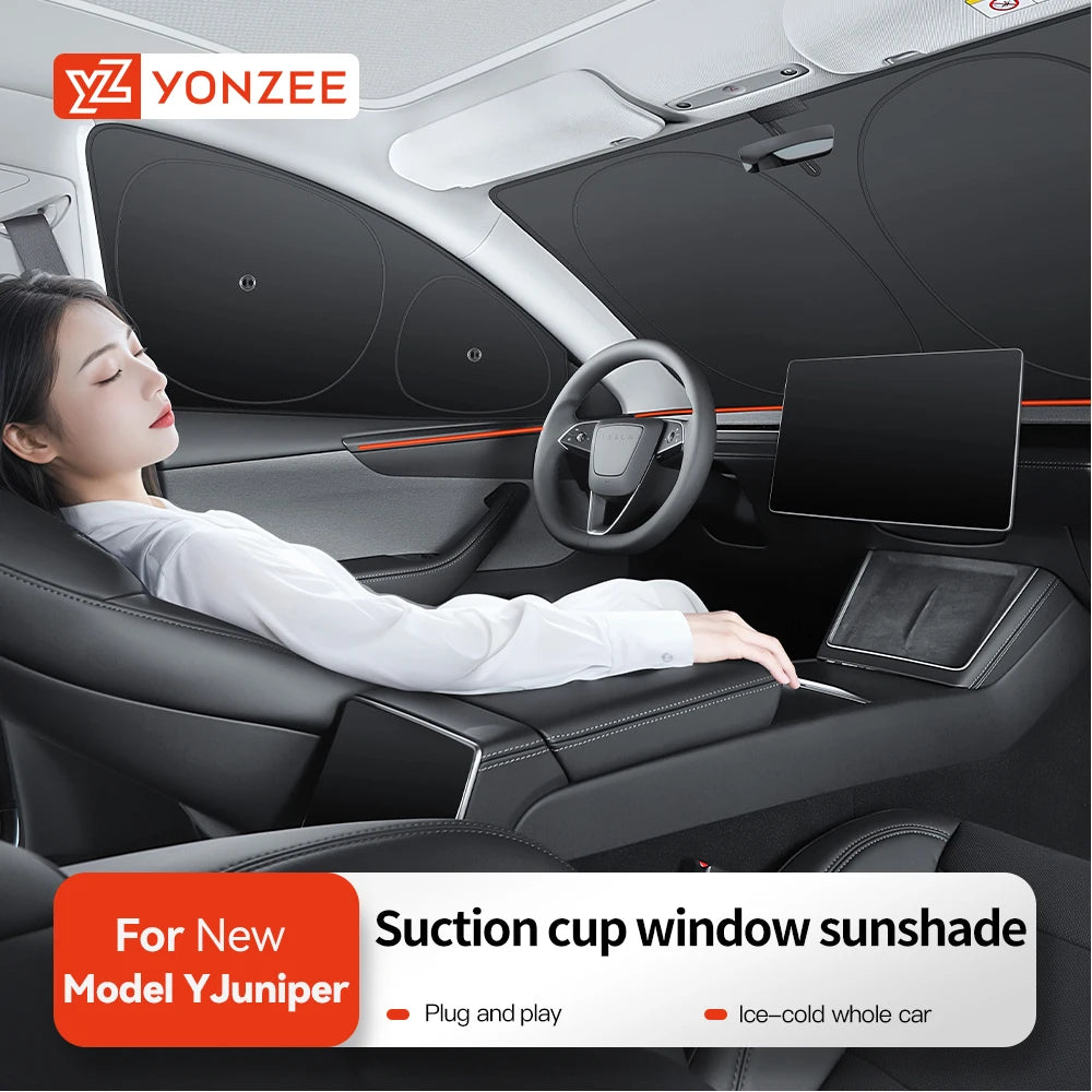 YZ For Tesla Model 3 Y Highland Juniper 2021-2025 Car Side Window Sunshade with Suction Cups Front Rear Windshield Privacy