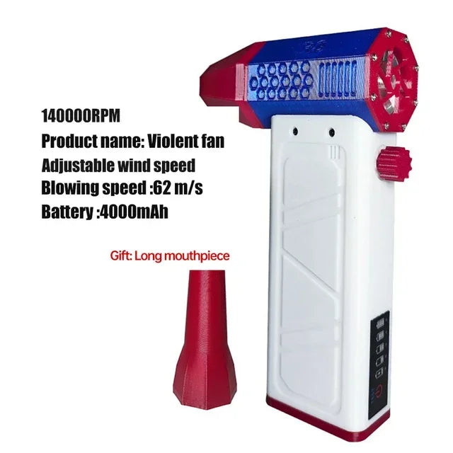 Mini turbo jet portable fan with three adjustable modes, 140,000 rpm, 62 m/s, for cleaning dust from cars and other cleaning too