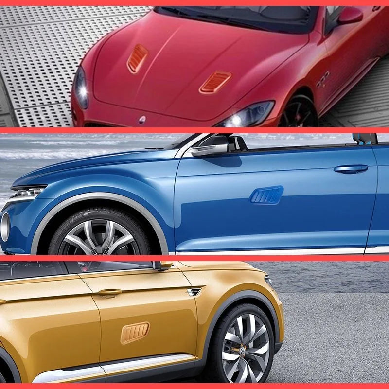 2Pcs Universal Carbon Fiber Car Hood Decoration Personality Shark Gills Simulation Air Outlet Design Durable Pasted Leaf Board