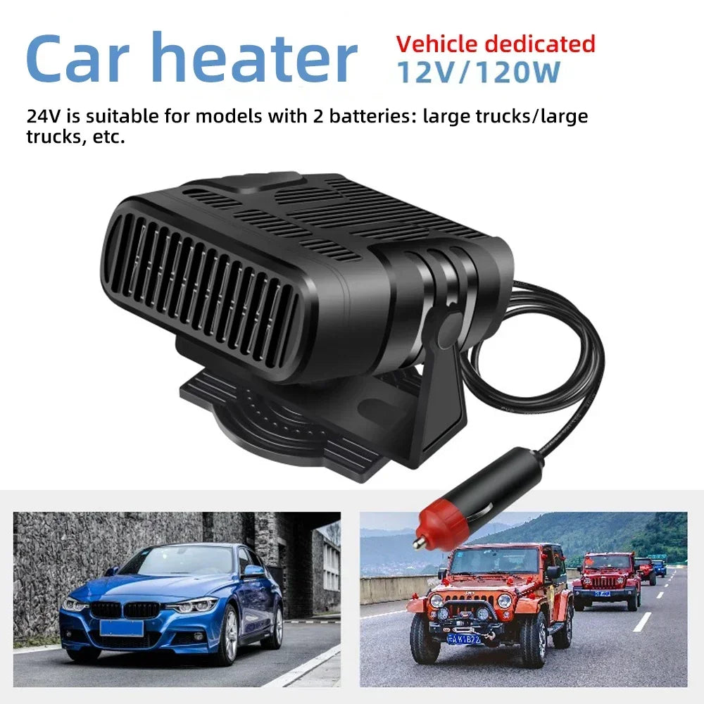 Portable Car Cooling Heater Defroster 12V 24V Dual Mode Fan Electric Windshield Demister Fast Heating Drying Auto Vehicle