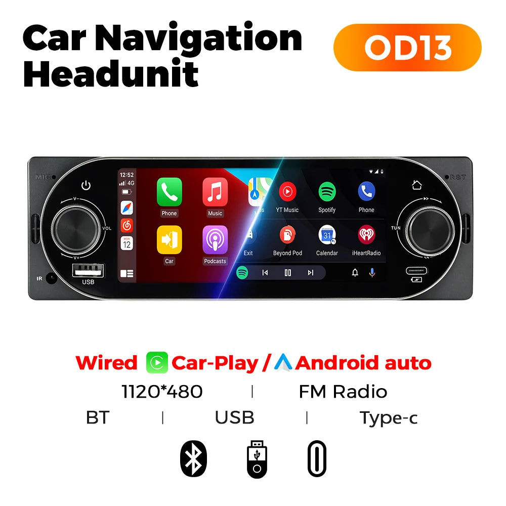 MEKEDE 6.86 Inch 1Din Carplay Android Auto Car Radio Multimedia Video MP5 Player With BT FM Stereo USB Type-C Plug Autoradio
