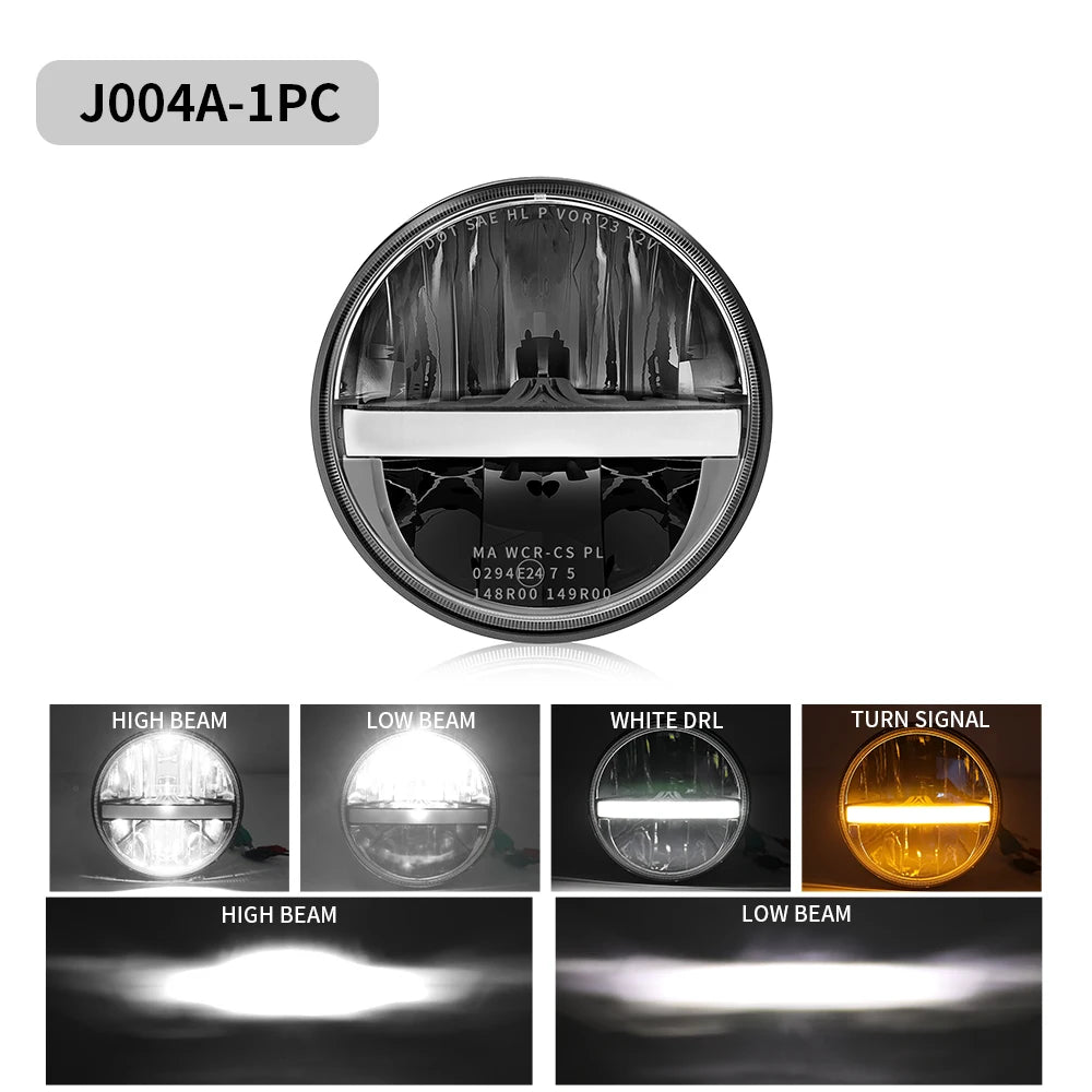 BraveWAY 7 Inch Round LED Headlight, Motorcycle/Offroad/Pickup/Truck,  For Harley For Yamaha For Honda For Jeep Wrangler