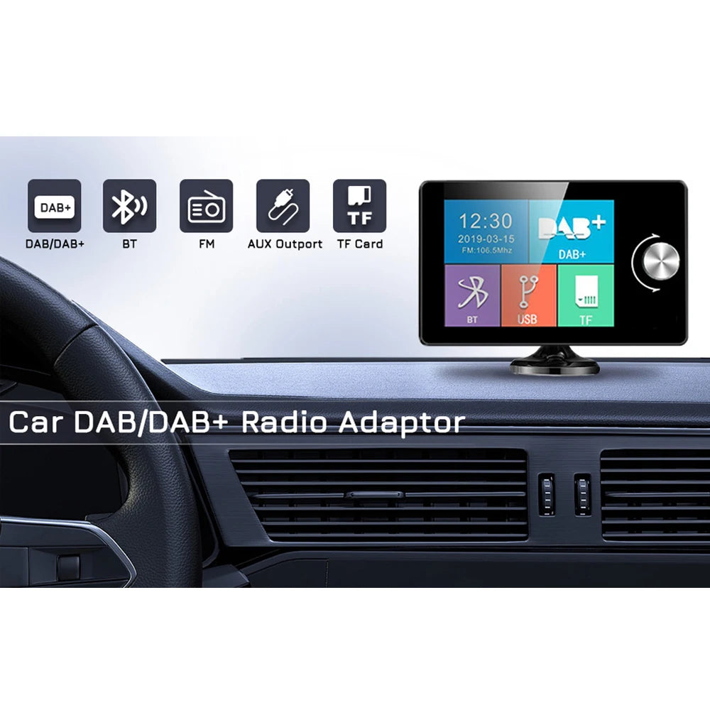 Ezonetronics DAB Radio Receiver In Car with Screen Stereo Sound Digital Signal Antenna Broadcast Adapter FM Transmitter