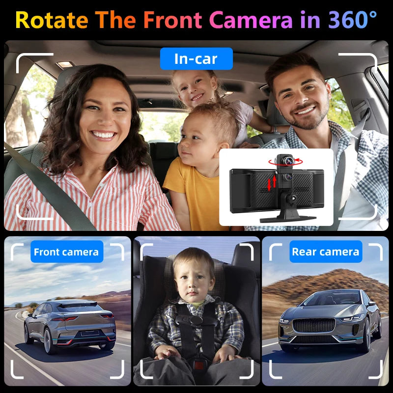Develuck 10.26" Rotating Carplay Screen 4K Car DVR Rearview Camera Android auto Dash Cam Video Recorder GPS Navigation Dashboard